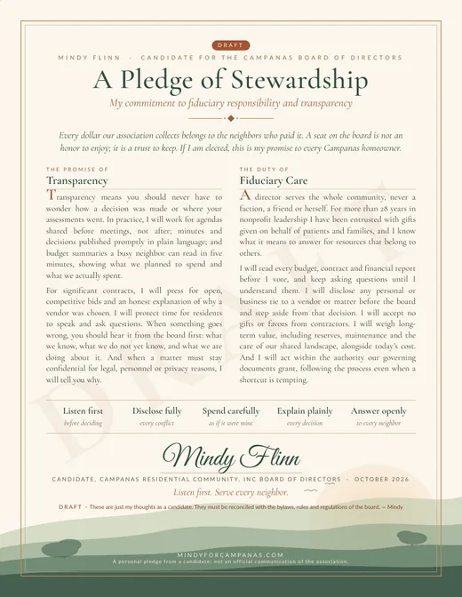 First page of A Pledge of Stewardship