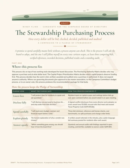 First page of The Stewardship Purchasing Process